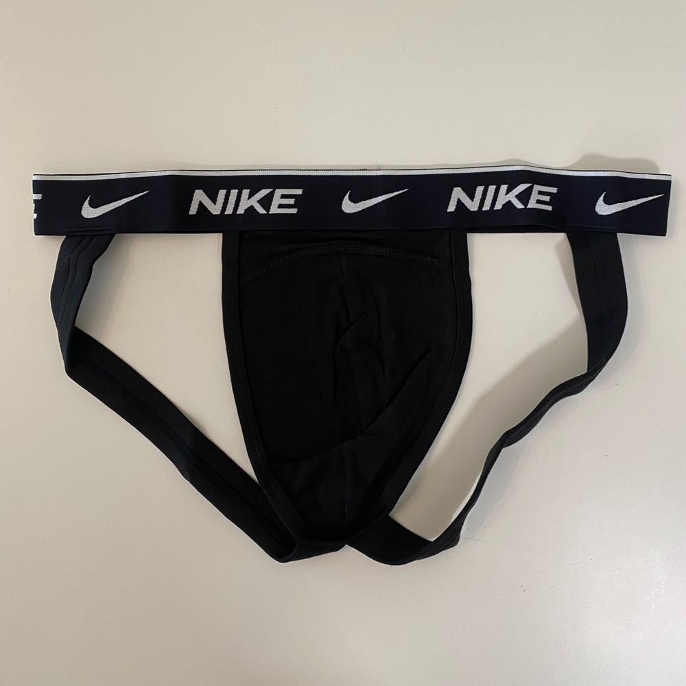 New large Nike Dri-Fit jockstrap men black stretch underwear